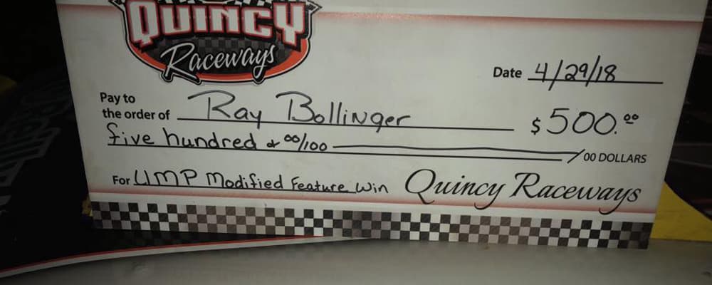 RAY BOLLINGER WINS THRID RACE OF THE WEEKEND