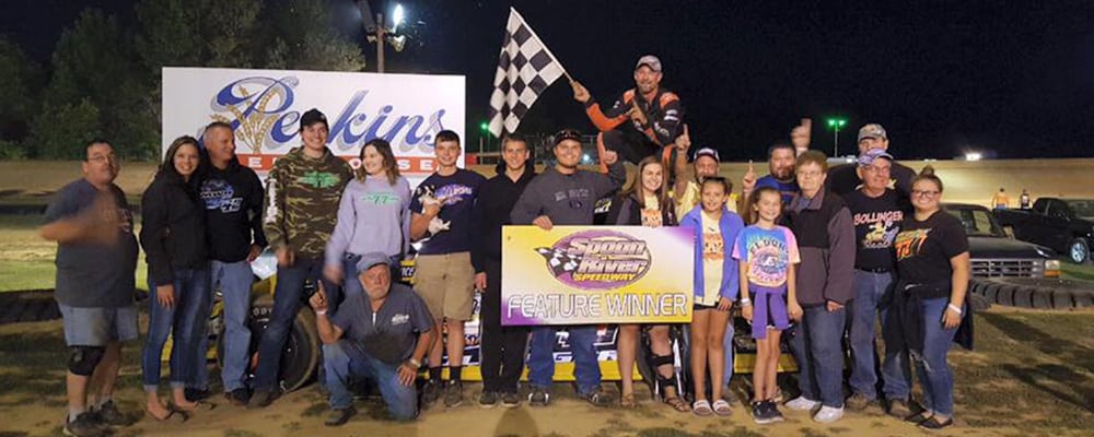 RAY BOLLINGER WINS THE FEATURE AT SPOON RIVER SPEEDWAY