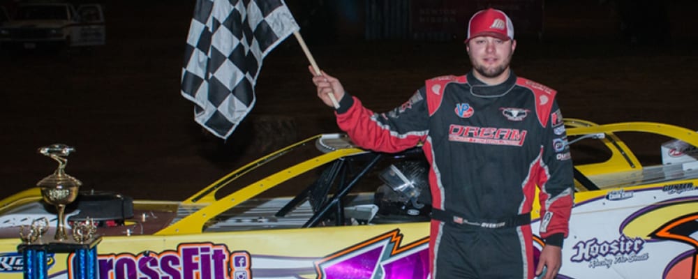 BRANDON OVERTON CELEBRATES IN VICTORY LANE